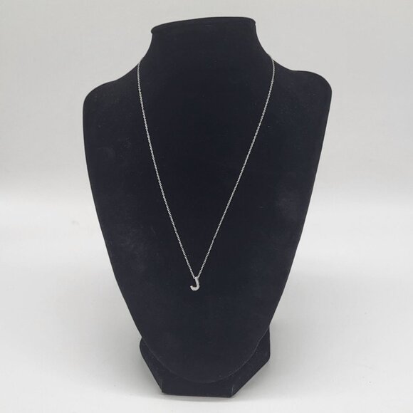 JCM Letter Necklace "J" Sterling Silver 925 with CZ Rhinestones Dainty - Picture 4 of 10